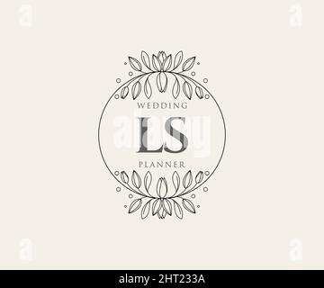 LS sigle lettera Wedding monogramma collezione loghi, disegnati a mano moderno minimalista e modelli floreali per carte di invito, Salva la data, elegante Illustrazione Vettoriale