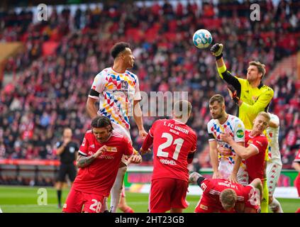 Berlino, Germania, Bundesliga tedesca, 27 febbraio 2022: Karim Onisiwo di Mainz Karim Onisiwo durante l'Unione Berlino contro FSV Mainz 05, Bundesliga, a Stadion an der Alten FÃ¶rsterei. Prezzo Kim/CSM. Foto Stock