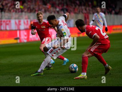 Berlino, Germania, Bundesliga tedesca, 27 febbraio 2022: Karim Onisiwo di Mainz Karim Onisiwo durante l'Unione Berlino contro FSV Mainz 05, Bundesliga, a Stadion an der Alten FÃ¶rsterei. Prezzo Kim/CSM. Foto Stock