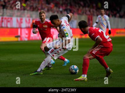 Berlino, Germania, Bundesliga tedesca, 27 febbraio 2022: Karim Onisiwo di Mainz Karim Onisiwo durante l'Unione Berlino contro FSV Mainz 05, Bundesliga, a Stadion an der Alten FÃ¶rsterei. Prezzo Kim/CSM. Foto Stock