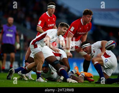 Londra, Regno Unito. 26th Feb 2022. LONDRA, INGHILTERRA - FEBBRAIO 26: Harry Randall of England durante la partita Guinness Six Nations tra Inghilterra e Galles, al Twickenham Stadium il 26th Febbraio 2022 a Londra, Inghilterra Credit: Action Foto Sport/Alamy Live News Foto Stock