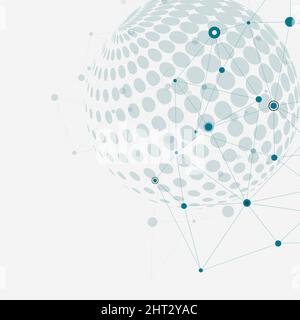 Cerchio di mezzitoni vettoriali con linea di connessione e punto della molecola Illustrazione Vettoriale