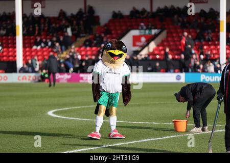 WALSALL, REGNO UNITO. FEB 26TH. Swifty la mascotte di Walsall è vista prima del kickoff durante la partita della Sky Bet League 2 tra Walsall e Hartlepool United al Banks' Stadium di Walsall sabato 26th febbraio 2022. (Credit: James Holyoak | MI News) Credit: MI News & Sport /Alamy Live News Foto Stock