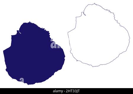 Isola di Marie-Galante (Guadalupa Dipartimento di oltremare e regione della Francia, Cenrtal America, isole caraibiche) illustrazione vettoriale della mappa, scricbble sketc Illustrazione Vettoriale