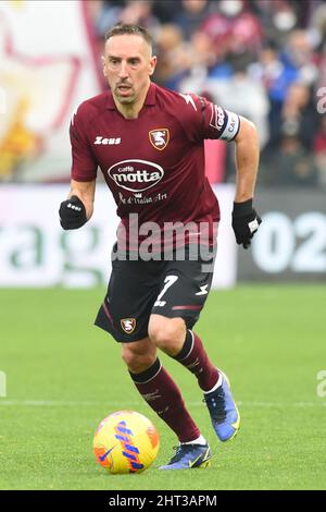 Salerno, Italia. 26th Feb 2022. Franck Ribery (US Salernitana 1919) durante la serie A match tra gli USA. Salernitana 1919 e Bologna FC e allo Stadio Arechi. Punteggio finale: 1-1 (Credit Image: © Agostino Gemito/Pacific Press via ZUMA Press Wire) Credit: ZUMA Press, Inc./Alamy Live News Foto Stock