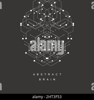 Esagoni carcassa genetica, scienza, chimica. Collegamento vettoriale e social network. Concetto con linee e punti Illustrazione Vettoriale