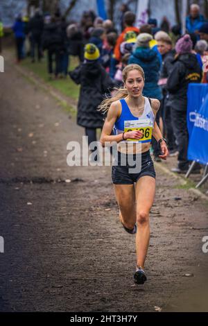 Falkirk, Regno Unito. , . Gli atleti XC di Lindsay si sfidano nel corso di cross country allestito al callander Park di falkirk Today Credit: Reiss McGuire/Alamy Live News Foto Stock