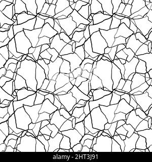 kintsugi art modello senza giunture di schegge e frammenti di schegge diverse con linee sottili. Illustrazione Vettoriale