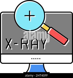 radiologia radiologica ricerca sullo schermo del computer icona colore illustrazione vettoriale Illustrazione Vettoriale