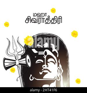 Illustrazione di Happy Maha Shivratri biglietto d'auguri disegno nella scrittura MahaShivratri in Tamil testo - Illustrazione Vector Illustrazione Vettoriale