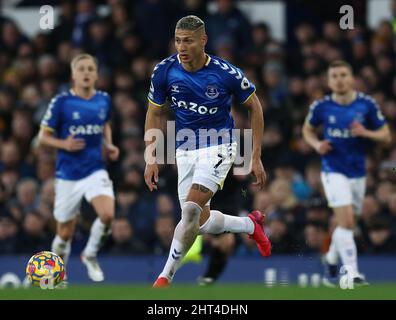 Liverpool, Inghilterra, 26th febbraio 2022. Richarlison di Everton durante la partita della Premier League al Goodison Park, Liverpool. Il credito dell'immagine dovrebbe leggere: Darren Staples / Sportimage Credit: Sportimage/Alamy Live News Foto Stock