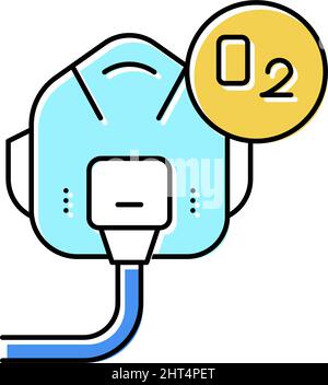 immagine vettoriale dell'icona del colore della maschera facciale dell'ossigeno pilota Illustrazione Vettoriale