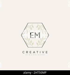 EM Initial Letter Flower Logo Template vettore premium Illustrazione Vettoriale