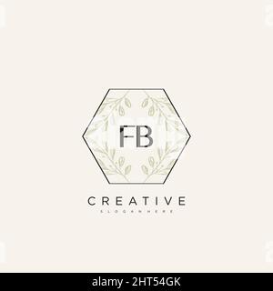 FB Initial Letter Flower Logo Template vettore premium Illustrazione Vettoriale