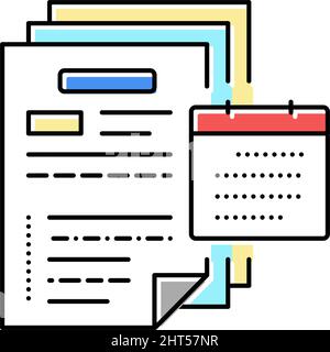 la revisione contabile del bilancio annuale e consolidato è un'icona a colori che raffigura un vettore Illustrazione Vettoriale