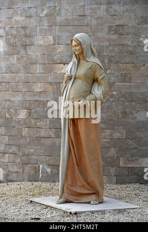 Scultura di Santa Maria Maddalena a Magdala, Israele Foto Stock