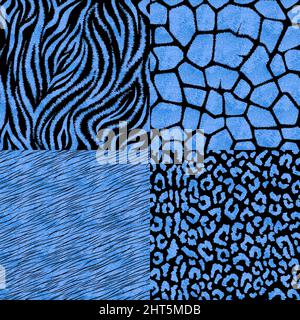 Set di motivi senza giunture con stampe animali. Illustrazione Vettoriale