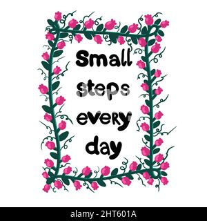 Testo messaggio fiori bacche cornice per adesivi e carte e riviste e poster, giornali e slogan Foto Stock