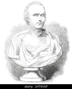 Busto di MR. Macaulay, da Park, 1850. Ritratto busto di storico britannico e politico Whig Thomas Babington Macaulay di Patin Park. 'Come poeta - per quanto gradite le sue "Lay of Ancient Rome", e alcune delle sue altre ballate, può essere - non avrebbe mai potuto riuscire a mantenere l'affetto del pubblico...Macaulay ha fantasia, ma non immaginazione; E anche se il suo orecchio è buono, e il suo comando di linguaggio insuperabile da qualsiasi scrittrice vivente, egli manca della serietà e della profonda filosofia di tutti i possenti maestri del canto...c'era, una volta, una prospettiva prima di Air. Macaulay di essere uno o Foto Stock