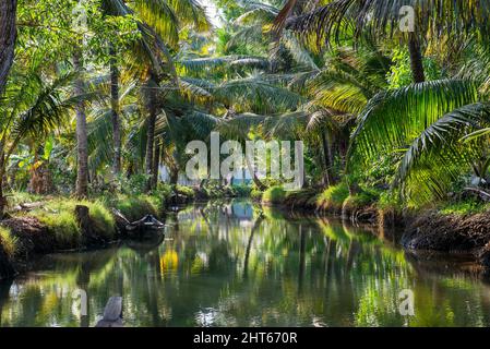 Kerala, India - Gennaio 2022: Il Backwaters intorno a Munroe Island Foto Stock