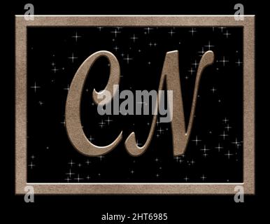 Firma con le due lettere maiuscole CN , cristallo Foto Stock