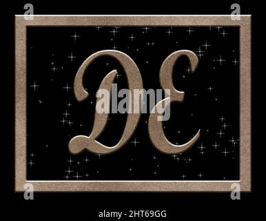 Firma con le due lettere maiuscole DE , cristallo Foto Stock