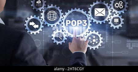 Protocollo POP3. Concetto di Internet della tecnologia IT. Foto Stock