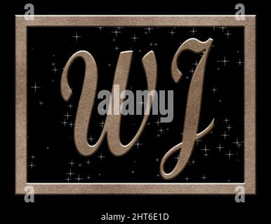 Firma con le due lettere maiuscole WJ, cristallo Foto Stock