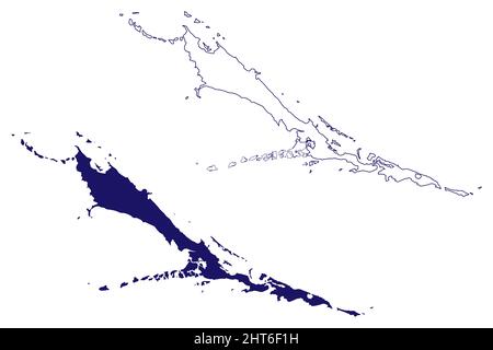 Exuma isola (Commonwealth delle Bahamas, Cenrtal America, isole caraibiche) mappa illustrazione vettoriale, scricbble schizzo Grande Exuma mappa Illustrazione Vettoriale