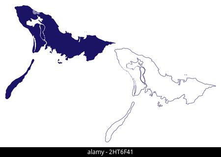 Crooked e Long Cay isola (Commonwealth delle Bahamas, Cenrtal America, isole caraibiche) illustrazione vettoriale mappa, schizza schizzo Crooked e Lon Illustrazione Vettoriale
