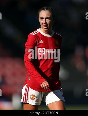 Katie Zelem del Manchester United durante la quinta partita della Vitality Women's fa Cup al Leigh Sports Village di Manchester. Data foto: Domenica 27 febbraio 2022. Foto Stock