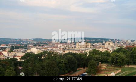Vista panoramica della città di Belgrado, Serbia dalla fortezza di Kalemegdan Foto Stock