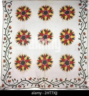 Copriletto (Slashed Star o Rose Window Quilt), Stati Uniti, c.. 1840. Foto Stock