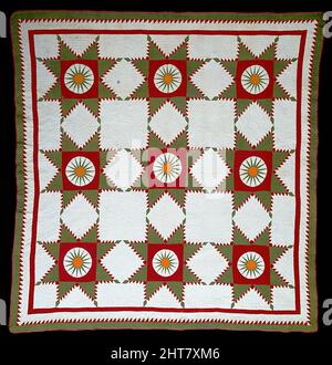 Copriletto (Sunburst o Feathered Red Star Quilt), Stati Uniti, c.. 1830. Foto Stock