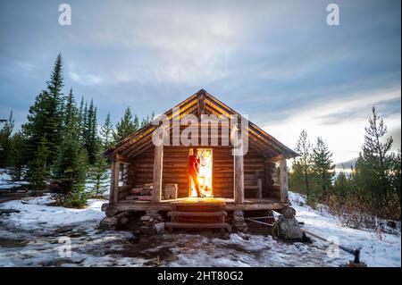 Snow Peak Cabin nella Colville National Forest Foto Stock