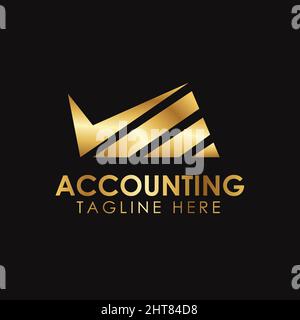 Logo Golden Metallic Accounting & Financial Illustrazione Vettoriale