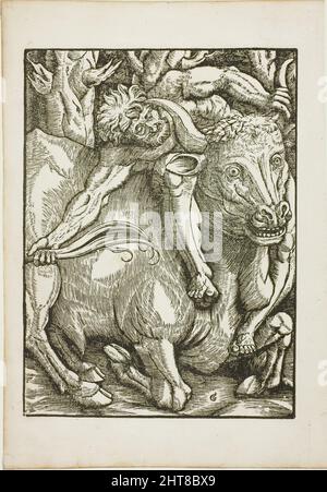 I Labori di Ercole: Hercules cattura del toro cretese, c. 1528. Foto Stock