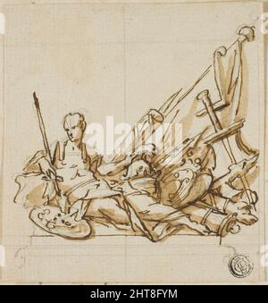 Guerriero su sarcofago accompagnato da trofei: Disegno non eseguito per il Monumento al primo duca di Marlborough, c. 1733. Foto Stock