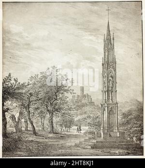 Rovina di Godesberg con la cosiddetta alta Croce del Reno, 1823. Foto Stock