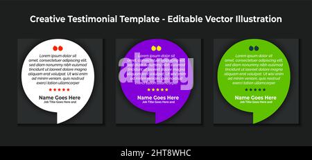 Modelli di testimonianza creativa - Illustrazione vettoriale editabile Illustrazione Vettoriale