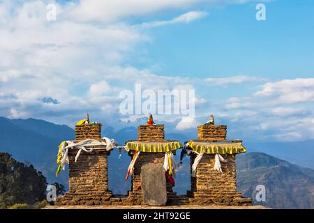 Rovine del palazzo di Rabbentse, Pelling, Sikkim, India Foto Stock