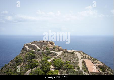 Beautiful landscape of a coastal defense fortification in Spain Stock Photo