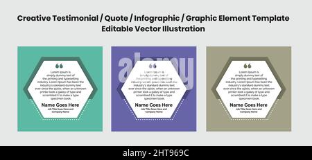 Modelli di testimonianza creativi, modelli di citazione creativi - Illustrazione vettoriale modificabile Illustrazione Vettoriale