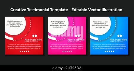 Modelli di testimonianza creativi, modelli di citazione creativi - Illustrazione vettoriale modificabile Illustrazione Vettoriale
