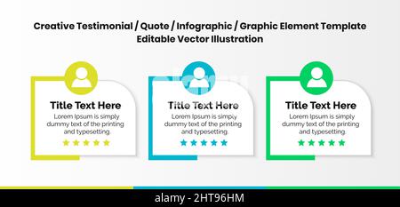 Modelli di testimonianza creativi, modelli di citazione creativi - Illustrazione vettoriale modificabile Illustrazione Vettoriale