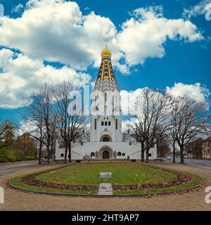 Chiesa ortodossa russa "Russische Gedachtniskirche" a Lipsia, Germania Foto Stock