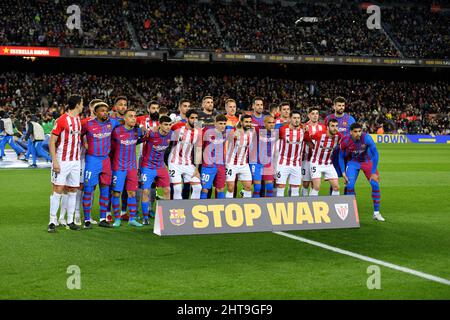 Barcellona,Spagna.27 Febbraio,2022. Prima della partita spagnola la Liga tra il FC BARCELONA e L'ATLETICO CLUB DE BILBAO allo stadio Camp Nou. Foto Stock