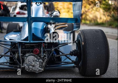 Dettaglio del motore Formula Renault scattato in Rally Hill Climb, Spagna Foto Stock