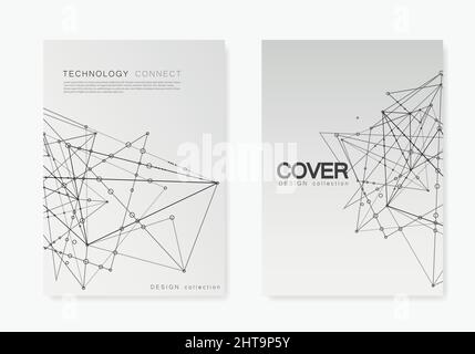 Moderni modelli vettoriali per copertina brochure in formato A4. Sfondo poligonale con punti e linee di connessione. Struttura astratta Illustrazione Vettoriale