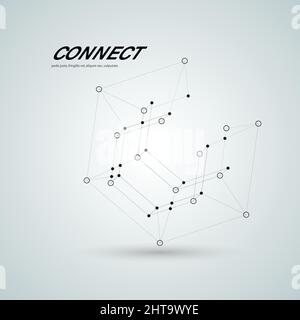 Illustrazione vettoriale in poliedro nero 3D Illustrazione Vettoriale